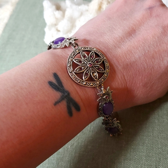 Premiere Designs Elegant Silver and Purple 7" Bracelet - Picture 4 of 7